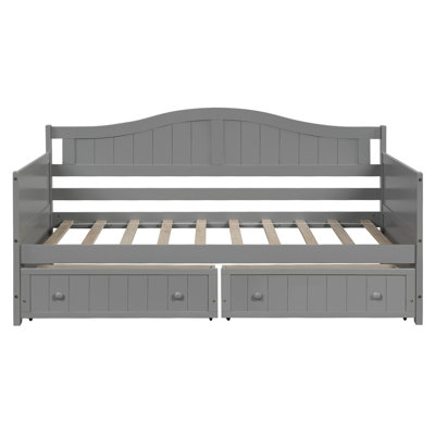 Twin Wooden Daybed With 2 Drawers, Sofa Bed For Bedroom Living Room,No Box Spring Needed