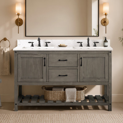 Radstock 54 " W Freestanding Standard Free Standing 2 Double Vanity Bathroom Vanity With Top