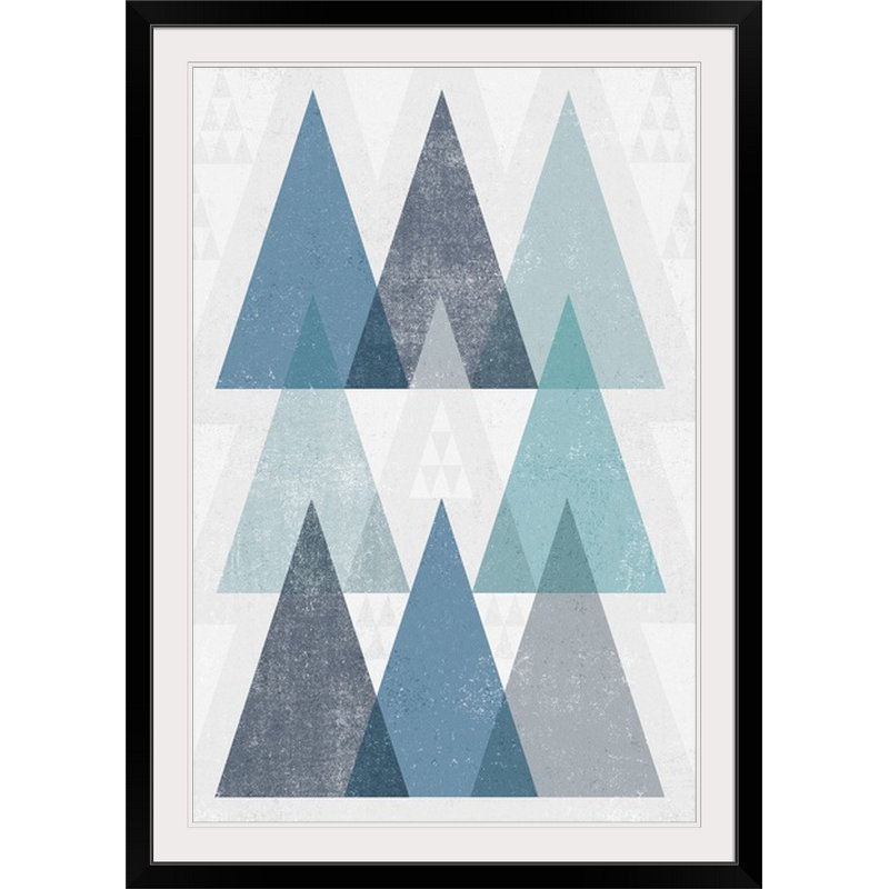 «Brodin Mod Triangles IV Blue» par Michael Mullan, impression, H 38 po x l 28 po x P 1 po, Cadre noir