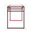 Bureau à finition rouge avec plateau en verre de 5 mm et tablette de rangement rectangulaire en métal