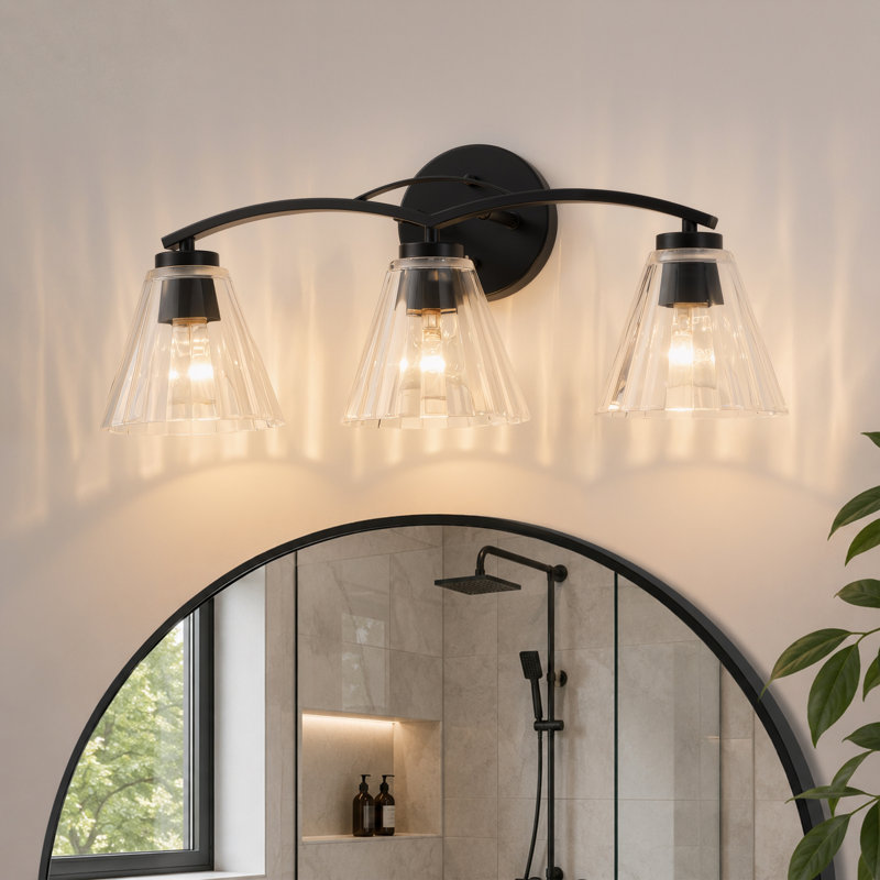 Éclairage pour salle de bain 3 lumières noir mat