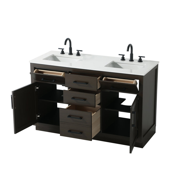 Ahner 54 inch Double Bathroom Vanity, Mocha Brown