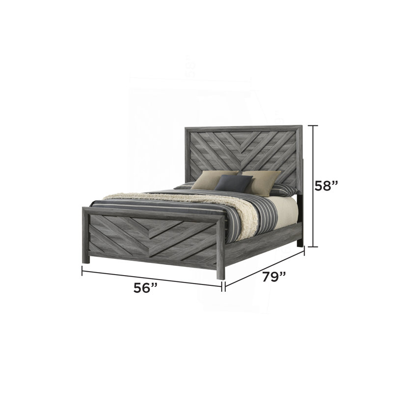 Lit de style moderne en bois gris, Lit double