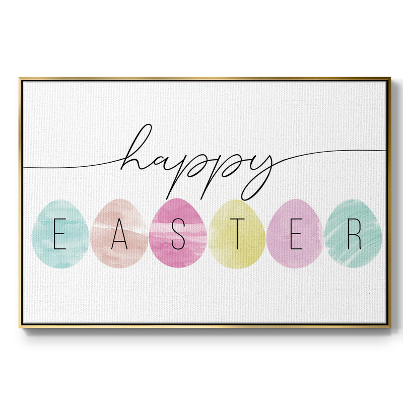 Joyeuses Pâques, peinture sur toile encadrée, H 25 po x l 37 po x P 2 po, Cadre noir
