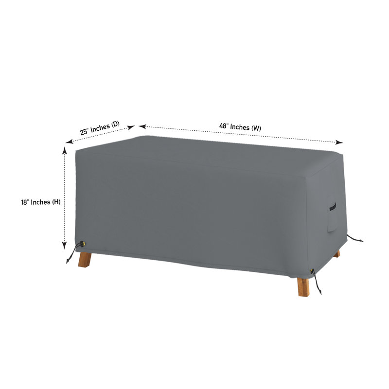 Couvercle de coffre rectangulaire robuste et imperméable pour repose-pieds, gris, H 18 po x l 48 po x P 23 po