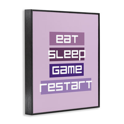Eat Sleep Game Restart Framed Giclee, design by Yass Naffas Designs