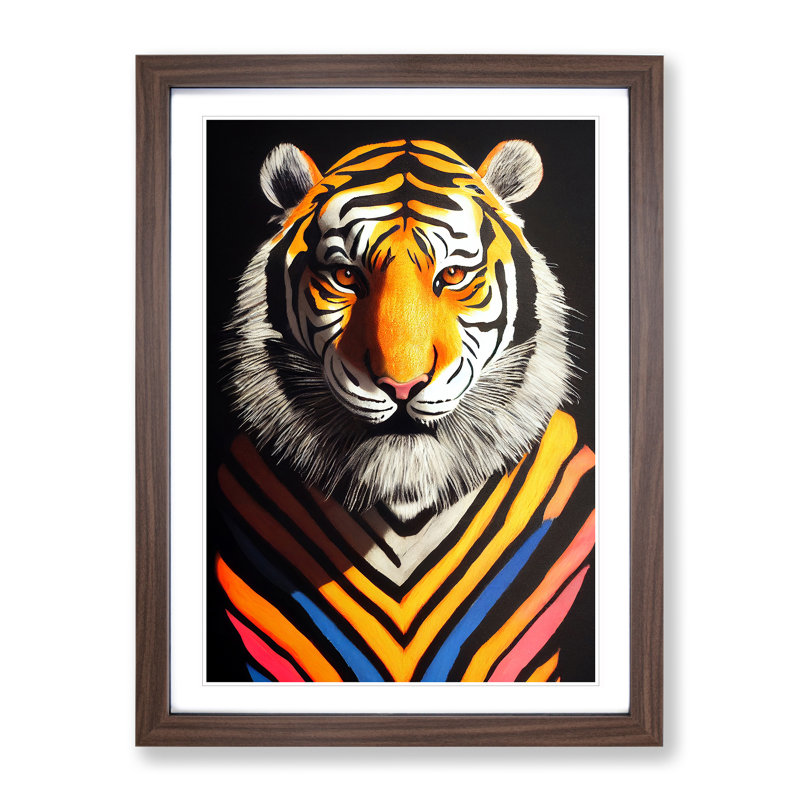 Tiger Stripes - Wall Art, 48cm H x 36cm W, Walnut Picture Frame, White