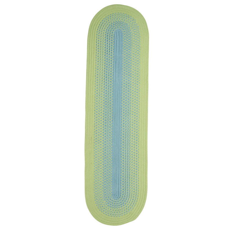 Tapis intérieur/extérieur vert tressé/bleu pâle Heriest, Tapis de couloir 2 pi x 9 pi