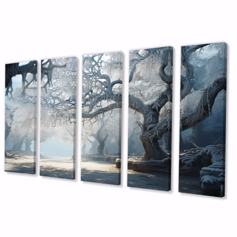 Winter Frozen Tranquillity I - Winter Landscape Wall Decor - 5 Equal Panels