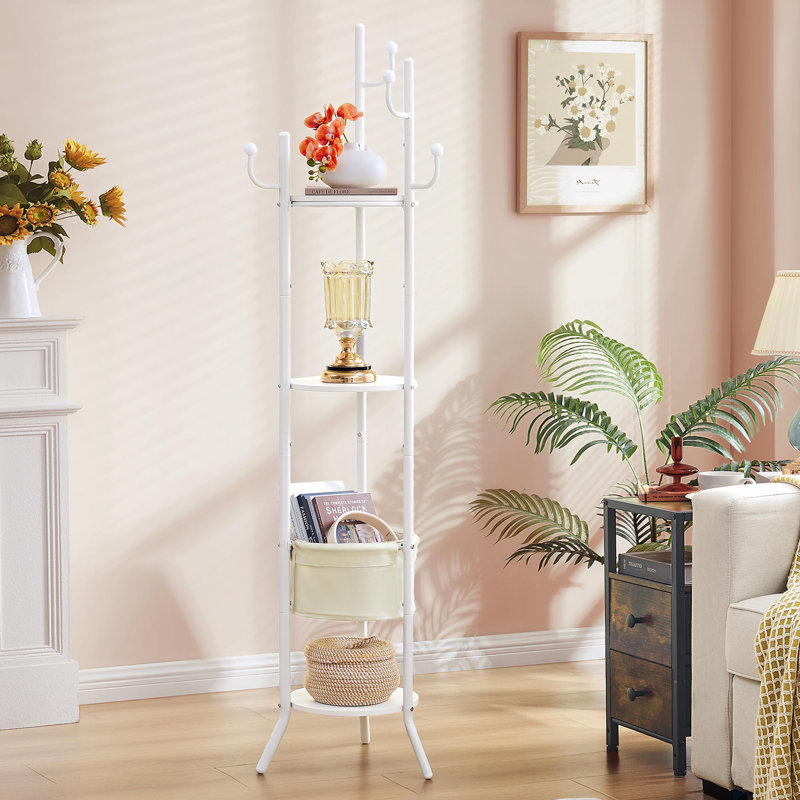 Freestanding Round Coat Rack, White