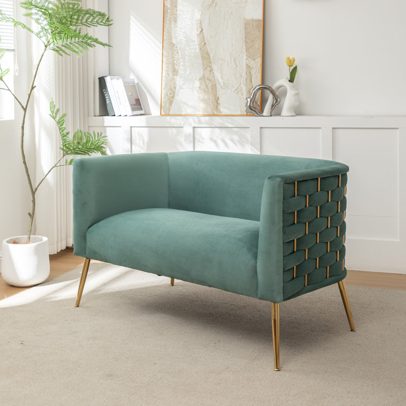 Cristen Upholstered Velvet Loveseat, Green