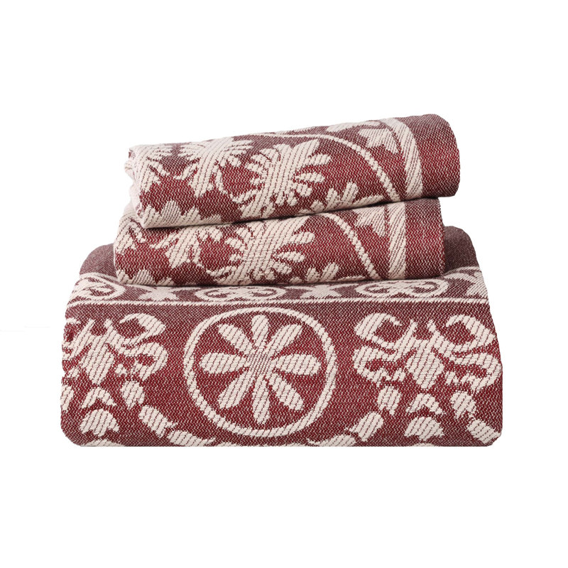 Ensemble de couvre-lit médaillon traditionnel en mélange de coton léger Alistair, Rouge