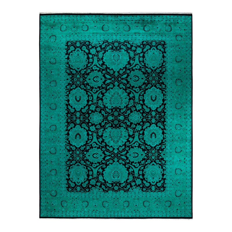 Coquelourde One-of-a-Kind Rectangle 9' X 12' 1" New Age Wool Area Rug Black