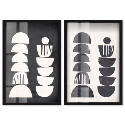 Cyclic Harmony Shadowbox Print Modern Abstract Art Set by Art Remedy, Black Frame, 10 x 15