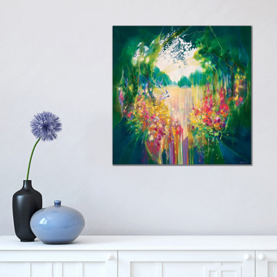 Creation, A Secret Garden With Swallow And Flowers by Gill Bustamante - Wrapped Canvas Painting