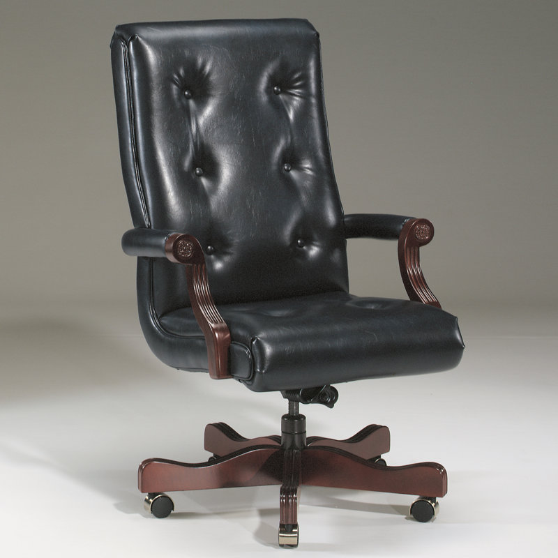 Polyester Blend Executive Chair, Black, Mahogany, Not Included