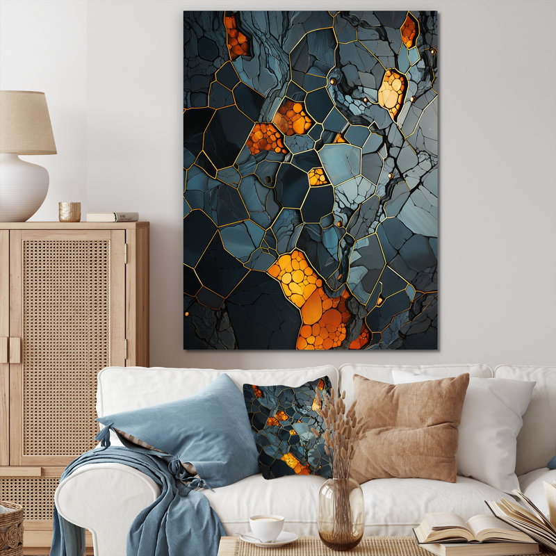 Marble Yellow Elegance II - art mural géométrique, H 32 po x l 16 po x P 1 po, Toile tendue