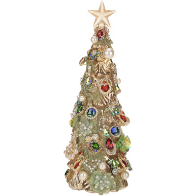 Jeweled Christmas Tree, Gold - 12 Inches