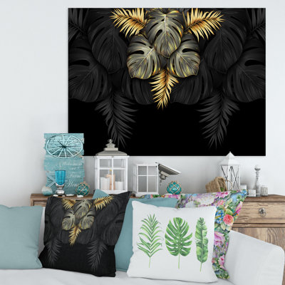 " Black And Gold Tropical Leaves IV "