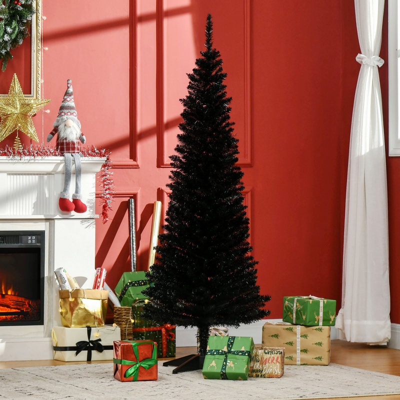 Arbre de Noël artificiel élancé avec 294 branches et support en plastique, 4.9'
