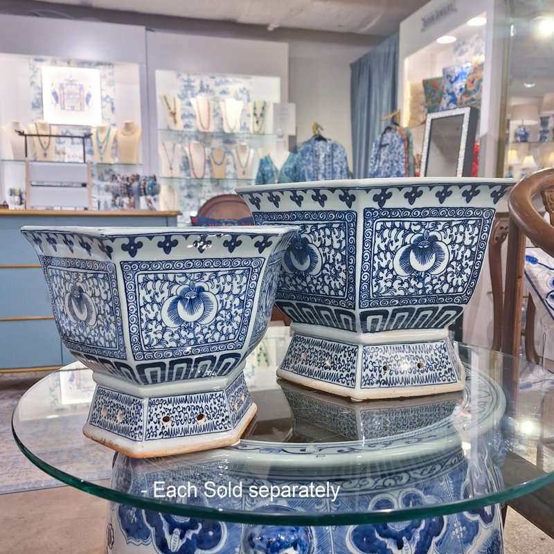 Handmade Ceramic Basin, 7.5" H x 11" W x 11" D