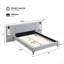 Lit tapissier Chic Linen avec lumières et tablettes intégrées-952654404