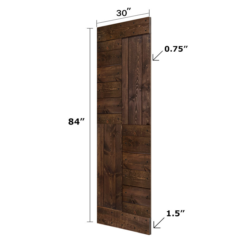 Kona Coffee Solid Wood 30" x 84" Designer Barn Door Slab
