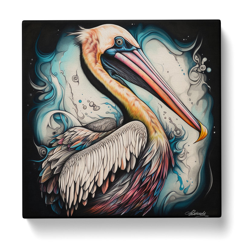 Pelican Neo-Traditional - Wrapped Canvas, 35cm H x 35cm W
