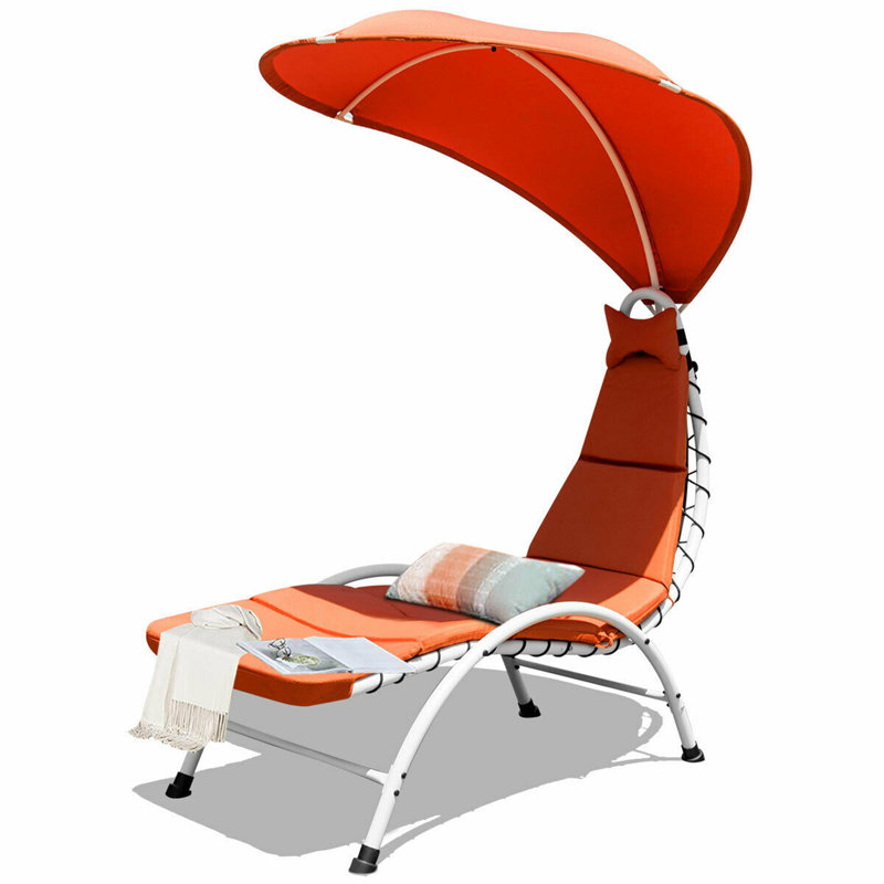 Chaise longue simple avec coussin 67,5 po, Orange