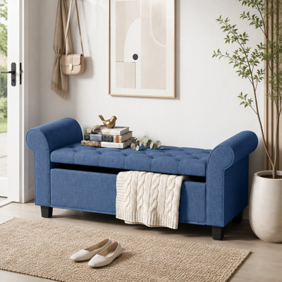 Polyester Blend Upholstered Bench