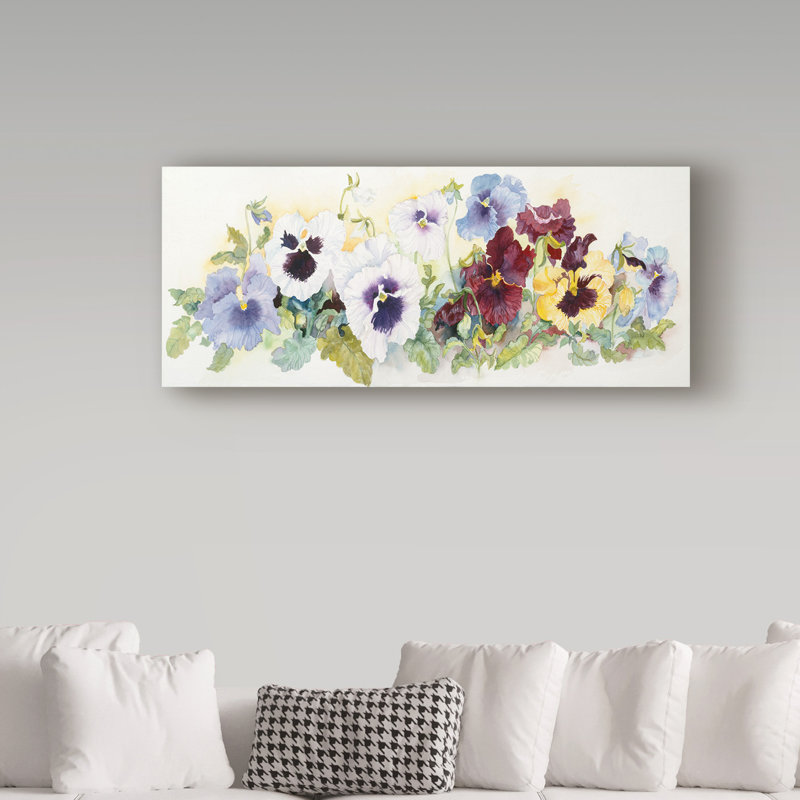 Deetra «Pansies on Parade», reproduction de peinture acrylique sur toile tendue, H 14 po x l 32 po x P 2 po