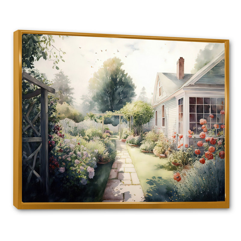 «Fresh Garden at the Country I», reproduction sur toile, H 12 po x l 20 po x P 1 po, Cadre flottant doré