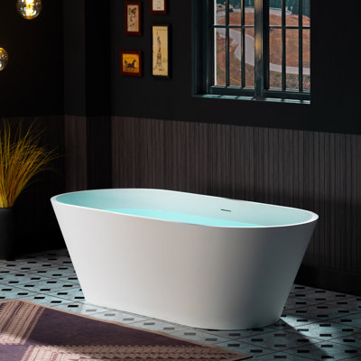 Baignoire autoportante de luxe contemporaine en résine de couleur unie mat L 66-7 / 8 "x l 29-7 / 8" Cove WOODBRIDGE