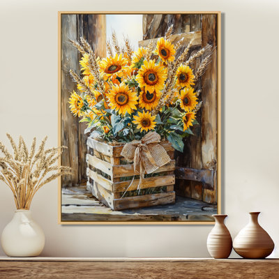 Wheat Sunflower Bouquet At The Farm - Sunflowers Wall Art