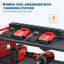 Support mural pour outils électriques avec station de charge, support de garage robuste à 3 couches avec 8 prises, 4 tablettes de rangement pour perceuse avec crochets, support de batterie pour tablette de perceuse pour garage, établi
