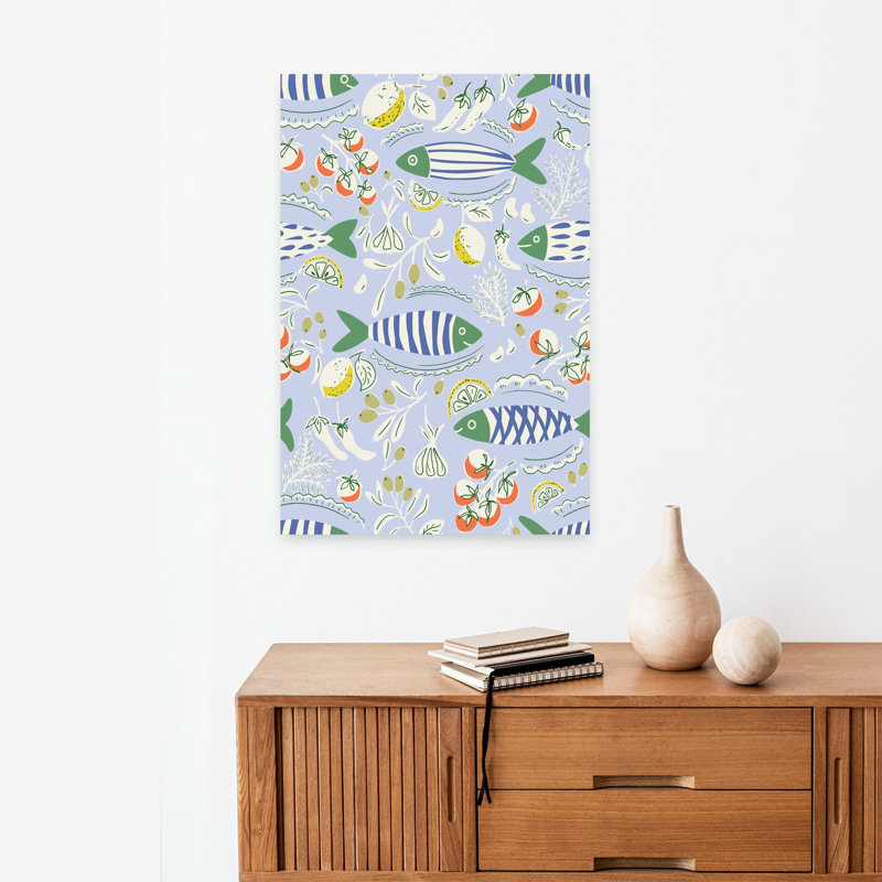 Art mural contemporain, poisson méditerranéen, H 24 po x l 16 po