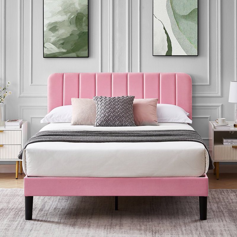 Auxter Upholstered Platform Bed Frame with Adjustable Headboard