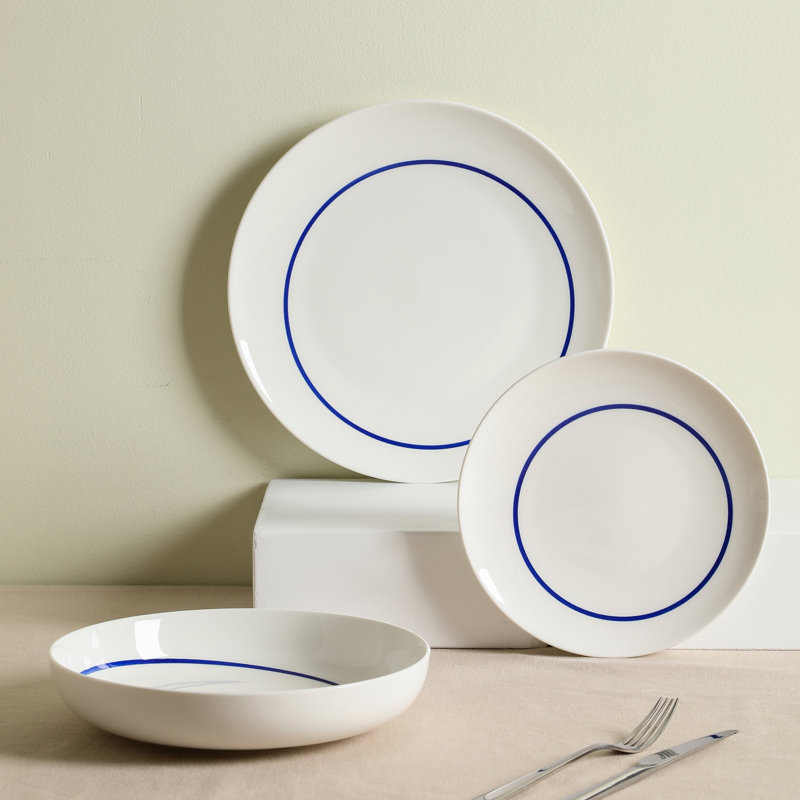 Stone Lain Luna 12-Piece Dinnerware Set Porcelain, Blue