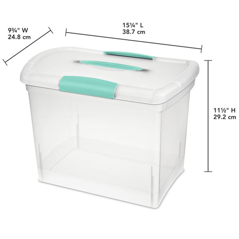Sterilite Large Nesting ShowOffs Clear File Box w/ Handle and Latches