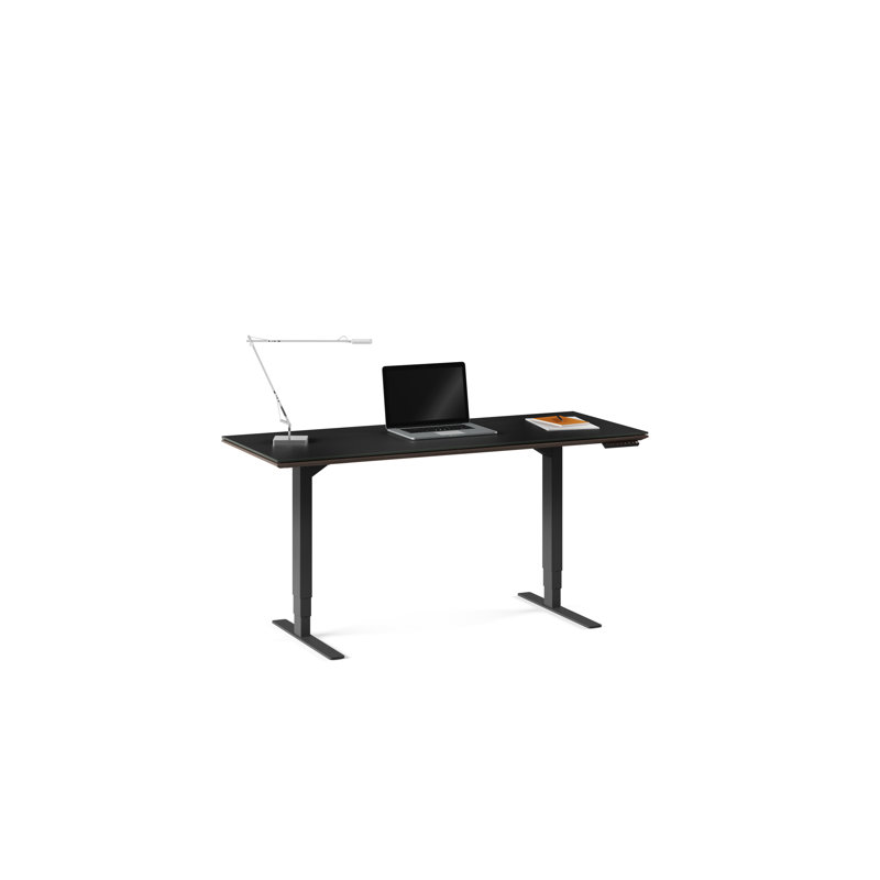 Sequel 20 Glass Writing Desk, Charcoal Stained Ash, 24" H x 60" W x 24" D