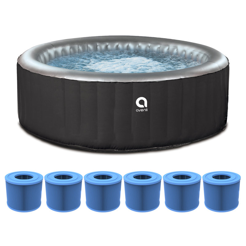 JLeisure Avenli 240 Volt 3 Person 105 - Jet Vinyl Round Inflatable Hot Tub in Black
