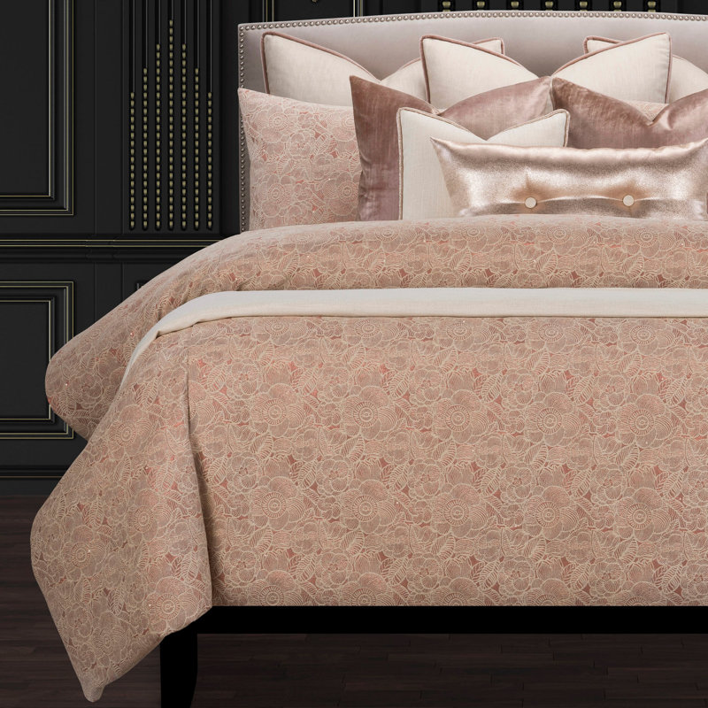 Deco Duvet Cover & Insert Complete Designer Set, Rose, Queen Duvet Cover + 4 Shame + 4 Throw Pillows