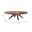 Table basse rustique ovale avec motif en bois d'acacia massif à chevrons