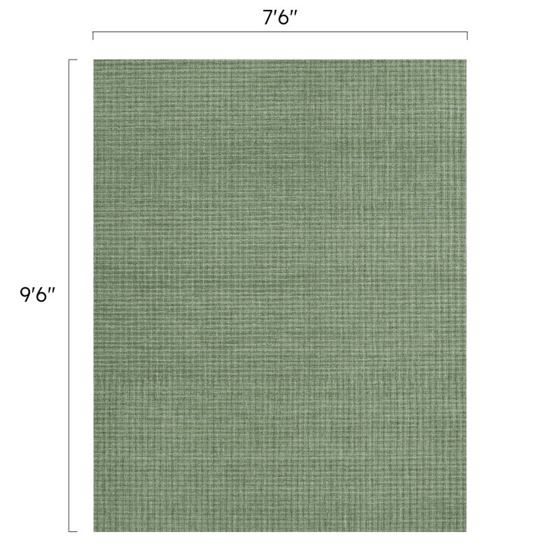 Bryn Hand-Tufted Loop Pile Wool Tweedy Plaid Textured Solid Area Rug Forest Green, Rectangle 7'6" x 9'6"