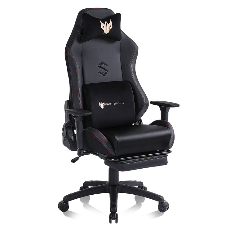 Adjustable Reclining Ergonomic Faux Leather Swiveling PC & Racing Game Chair with Footrest Inbox Zero Color: Black