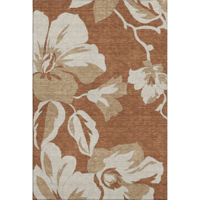 Premium Machine Washable Prisco Terracotta Rug