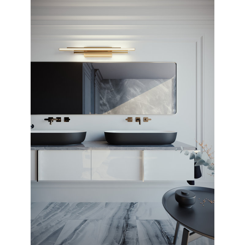 Indra 36" Satin Brass Dimmable LED Vanity Light