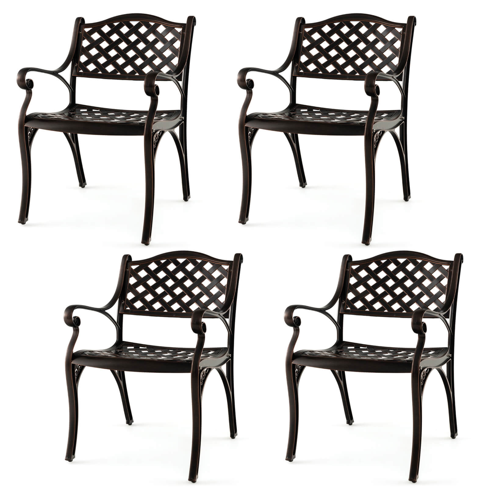 Alcott Hill® 4 PCS Cast Aluminum Patio Chairs All Weather Outdoor
