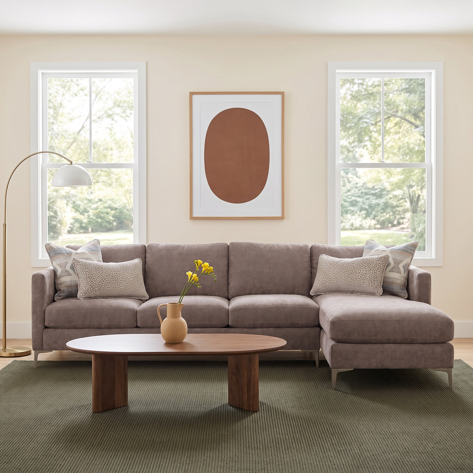 Upholstered Chaise L-Sectional, Blue Buffalo Check; 0120-61, Right Hand Facing