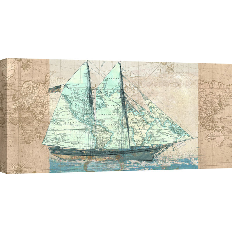 Sailing To The Seas by Joannoo - Wrapped Canvas Print, 50cm H x 100cm W x 4cm D